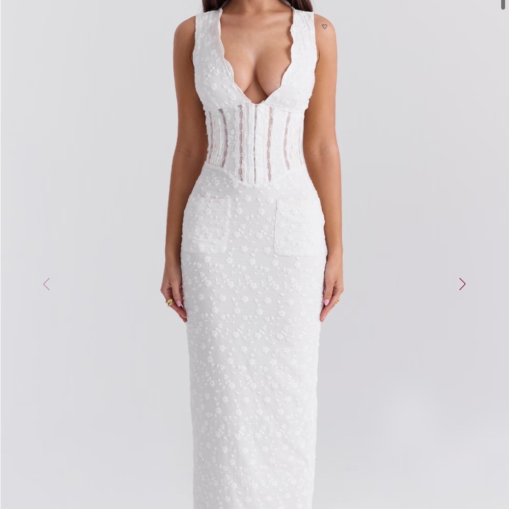 House of CB White Strapless Lace Corset Maxi Dress - Picture 2 of 7